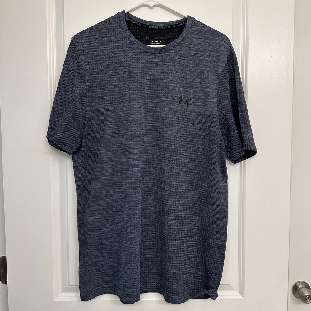 Men's Under Armour Tech Dry Fit Short Sleeve T Shirt XL Blue/Grey